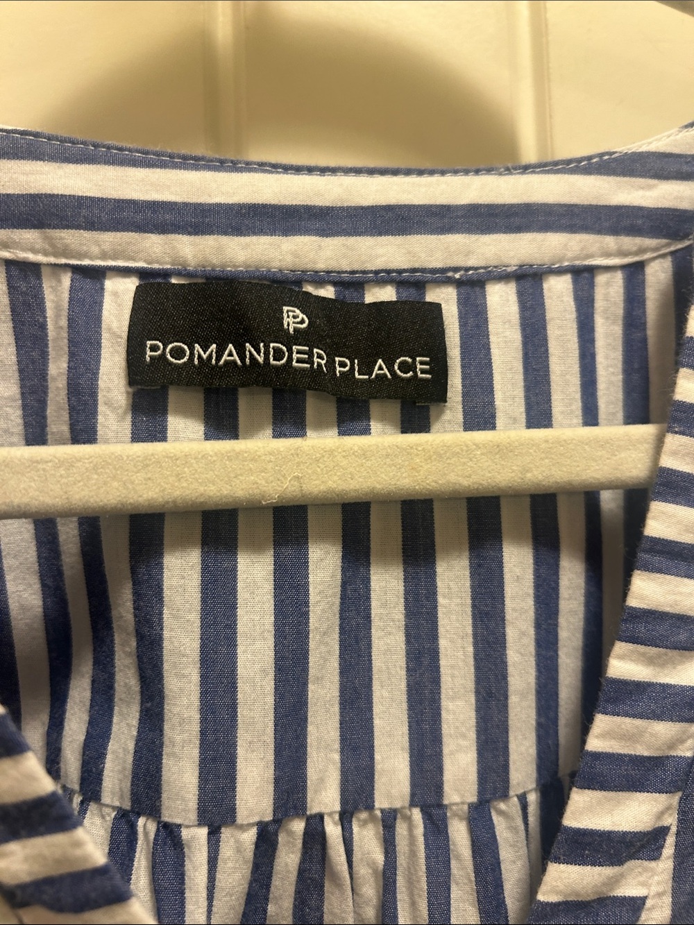 Pomander Place Blue and White Striped cotton dress - Picture 3 of 6